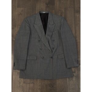 Vintage Haggar Imperial Sports Coat Blazer Wool Men 42L Gray Double Breasted USA